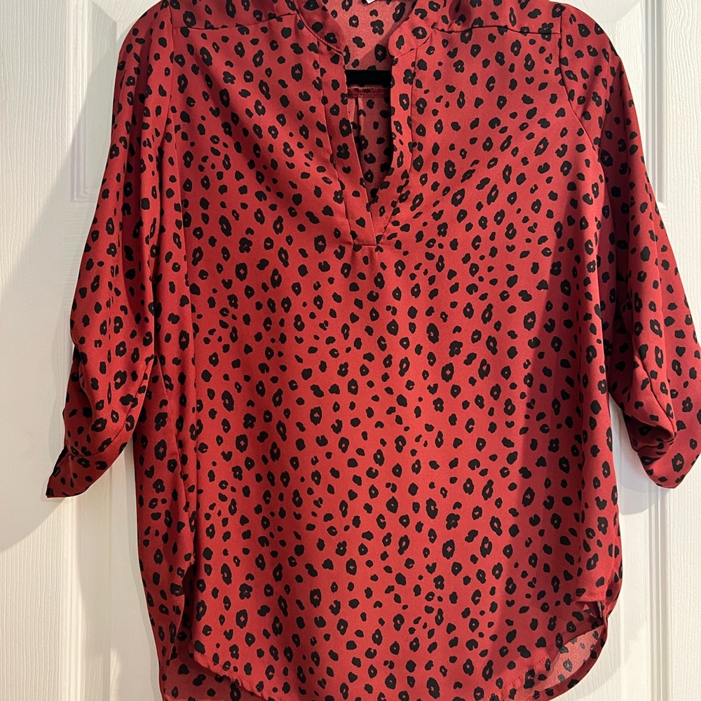 Stitchfix Red Leopard Print Blouse